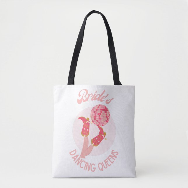 Retro 70er Bride's Dancing Queens Bachelorette Tasche (Vorderseite)