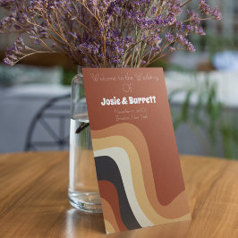 Retro 70er Burnt Orange Bohemisch Wedding Program