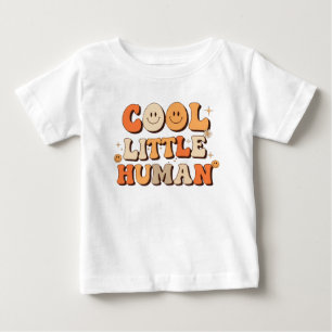 Retro 70er "Cool Little Human" lächelndes Gesicht Baby T-shirt