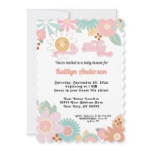 Retro 70er Daisy Pink Peach Girl Oh Babydusche