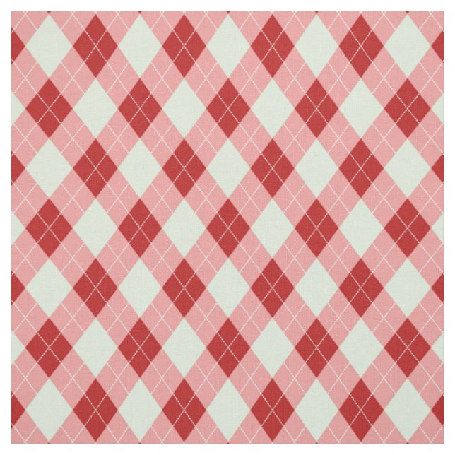 Retro 70er Diamant-karierte Rauten-Minzen-rotes Stoff (Muster)