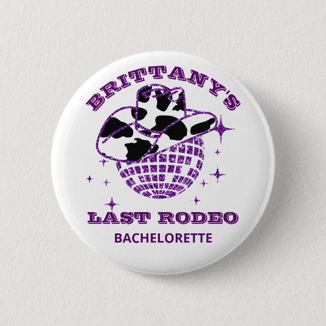 Retro 70er Disco Cowgirl Junggeselinnen-Abschied Button (Vorderseite)