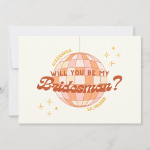 Retro 70er Disco Custom Bridesman Vorschlag Card Feiertagskarte