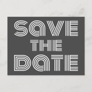 Retro 70er Disco-Stil Schwarz Weiß Save The Date Postkarte
