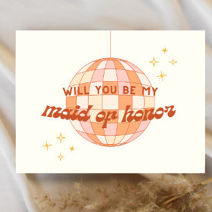 Retro 70er Disco Trauzeugin Vorschlag Card Feiertagskarte