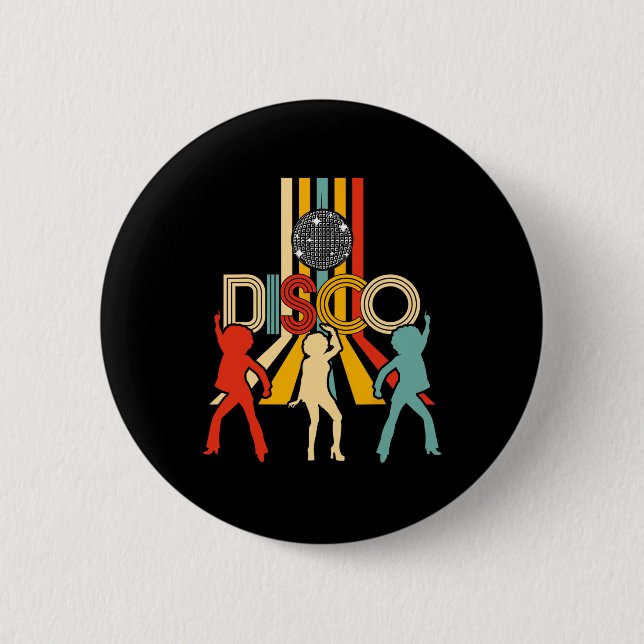Retro 70er Disco Vintages Tanzen Button (Vorderseite)