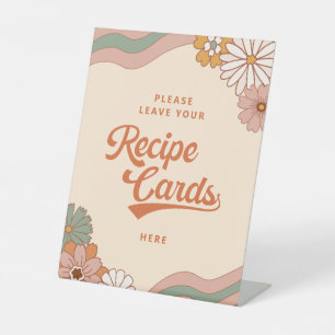 Retro 70er Floral Verließ hier Ihr Rezept Sockelschild