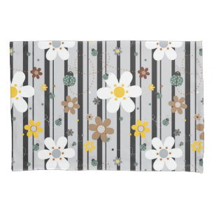 Retro 70er Flower Power Hippie Blumenmuster Kissenbezug