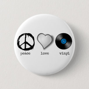 Retro 70er FriedensLiebe-Vinyl Button