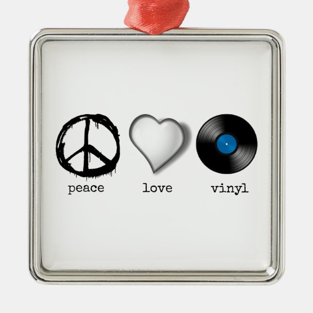 Retro 70er FriedensLiebe-Vinyl Ornament Aus Metall (Vorne)