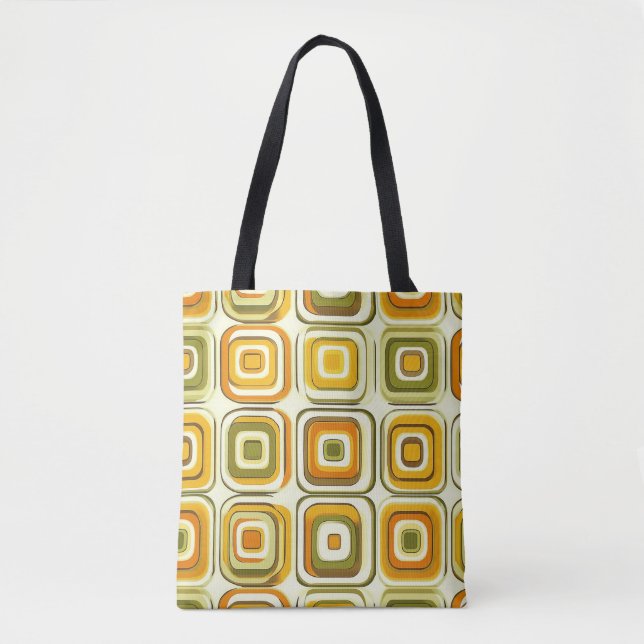 Retro 70er Geometrisches Muster in warmen Tönen Tasche (Vorderseite)