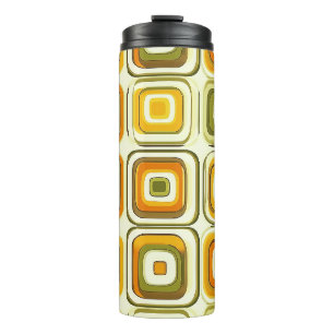 Retro 70er Geometrisches Muster in warmen Tönen Thermosbecher