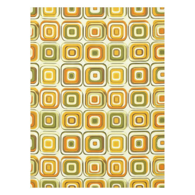 Retro 70er Geometrisches Muster in warmen Tönen Tischdecke (Vorderseite)