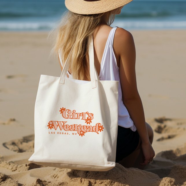 Retro 70er Girls Weekend Zielort Tote Bag Tragetasche (Girl's Weekend Bachelorette Tote Bag)