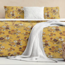 Retro 70er Golden Mustard Yellow Wildblume Muster