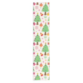 Retro 70er Groovy Christmas Trees Pattern Kurzer Tischläufer