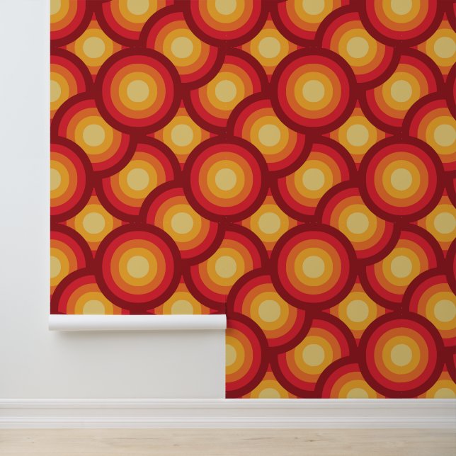 Retro 70er Groovy farbige Circles-Muster Tapete (Anwendung)