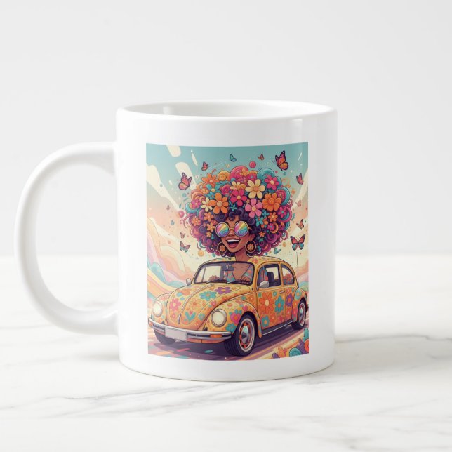 Retro 70er Groovy Flower Power Jumbo-Tasse (Links)