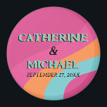 Retro 70er Groovy Fuchsia Fun Wedding Magnet<br><div class="desc">Retro 70er Groovy Fuchsia Fun Wedding Design.</div>