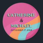 Retro 70er Groovy Fuchsia Fun Wedding Magnet<br><div class="desc">Retro 70er Groovy Fuchsia Fun Wedding Design.</div>