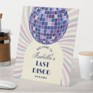 Retro 70er Groovy Letzte Disco Bachelorette Herzli Sockelschild