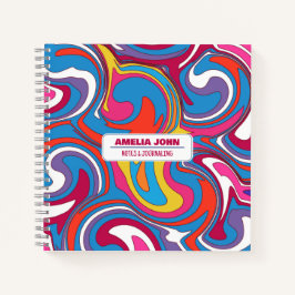 Retro 70er Groovy Psychedelic Name Notebook Notizbuch