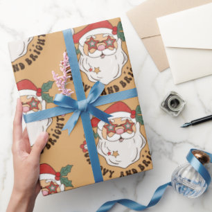 Retro 70er Groovy und Bright Santa Claus Geschenkpapier