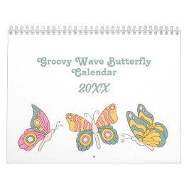 Retro 70er Hippie Groovy Wave Butterfly Kalender