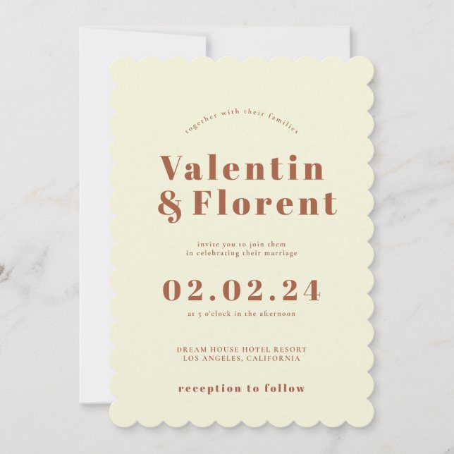 Retro 70er inspiriert Orange Wedding Einladung (Vorderseite)