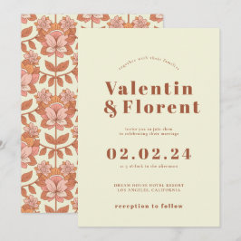 Retro 70er inspiriert Orange Wedding Einladung