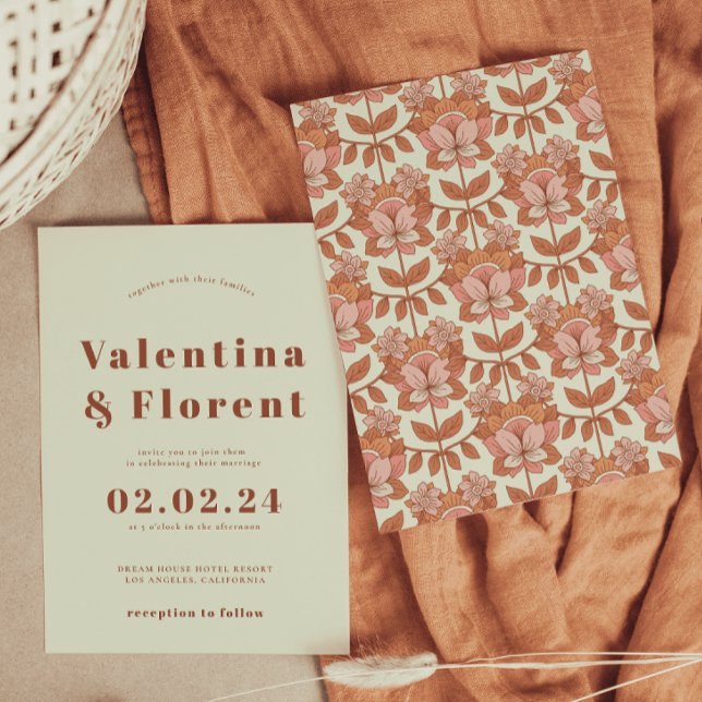 Retro 70er inspiriert Orange Wedding Einladung (Von Creator hochgeladen)