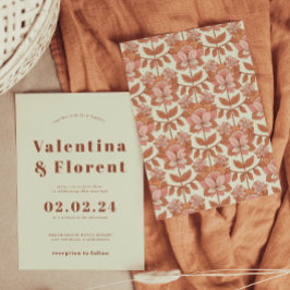 Retro 70er inspiriert Orange Wedding Einladung