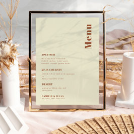 Retro 70er inspiriert Orange Wedding Menu Einladung