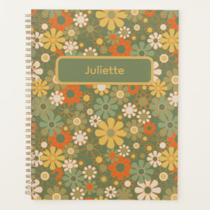 Retro 70er Jahre Blumen-Boho-Muster Planer