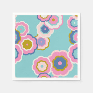 Retro 70er Jahre Blumen Boho Muster Serviette