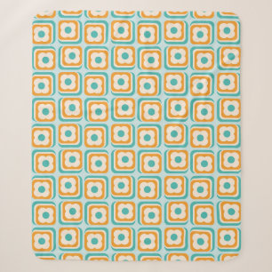 Retro 70er Jahre Blumenquadrate, Aquamarin, Orange Sherpadecke