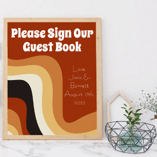 Retro 70er Jahre Boho-Hochzeitsschild - Unser Gäst Poster