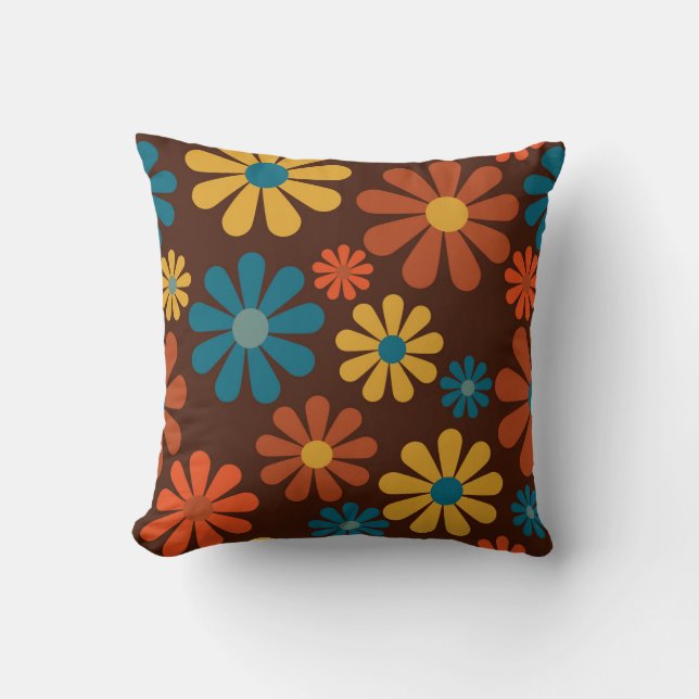 Retro 70er Jahre farbenfroh, blumengeschmückt gemu Kissen (Vorderseite)