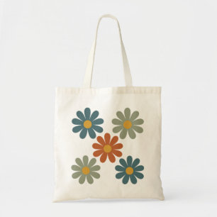 Retro 70er Jahre Floral Groovy Gänseblümchen-Muste Tragetasche