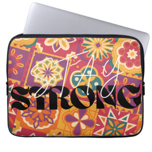 Retro 70er Jahre Florales Patchwork Stay Strong U Laptopschutzhülle