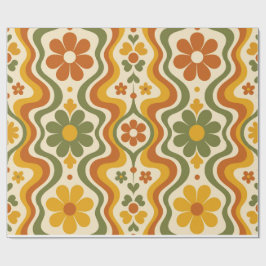 Retro 70er Jahre Floralverpackungspapier-Muster Geschenkpapier