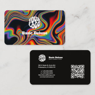 Retro 70er Jahre Fluid Regenbogen-Marmor Abstrakt  Visitenkarte
