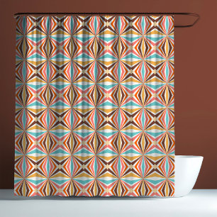 RETRO 70er Jahre Geometrischer Hippie-Psychedelisc Duschvorhang