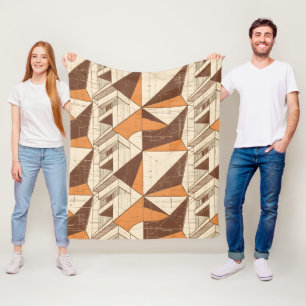 Retro-70er-Jahre geometrisches Bogenmuster in gebr Fleecedecke