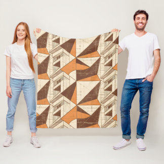 Retro-70er-Jahre geometrisches Bogenmuster in gebr Fleecedecke