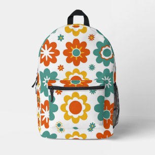 Retro 70er Jahre Geometrisches Flower Power Boho Bedruckter Rucksack