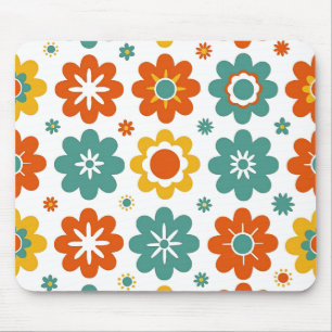 Retro 70er Jahre Geometrisches Flower Power Boho Mousepad