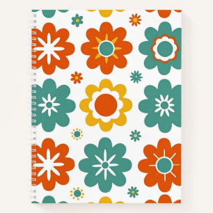 Retro 70er Jahre Geometrisches Flower Power Boho Notizbuch