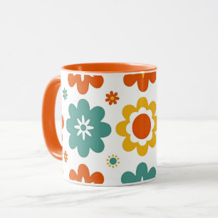 Retro 70er Jahre Geometrisches Flower Power Boho Tasse