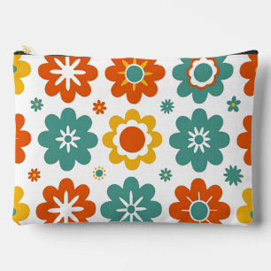 Retro 70er Jahre Geometrisches Flower Power Boho Zubehörtasche